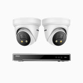 H800X - 4K 8 Kanal PoE Überwachungskamera-Set mit 2 Kameras, 1/1.8'' BSI Sensor, f/1.6 Aperture (0.003 Lux), alarmierung mit sirene und blitzlicht, 2CH 4K-Dekodierungsfunktion, personen- und fahrzeugerkennung, perimeterschutz